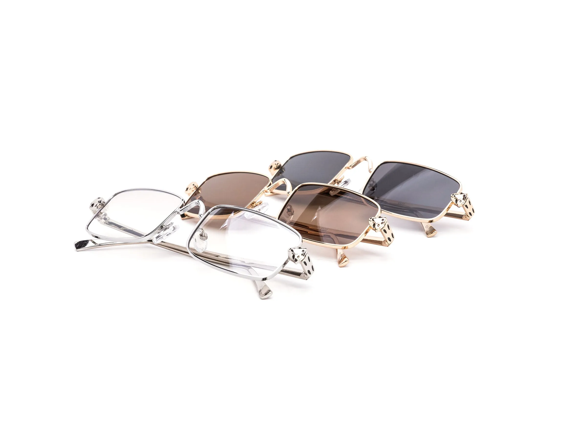 12 Pack: Chic Skinny Rectangle Metal Frame Wholesale Sunglasses