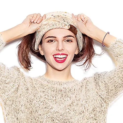 4 Pieces Women Winter Ear Warmer Headband Fleece Cable Knitted Headbands Soft Head Wrap for Cold Weather (Multicolored)