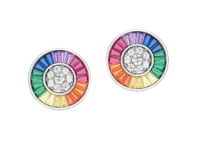 925 Silver Rainbow Colorful Earrings