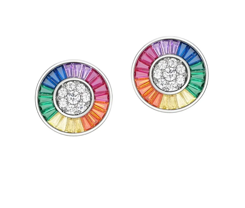 925 Silver Rainbow Colorful Earrings