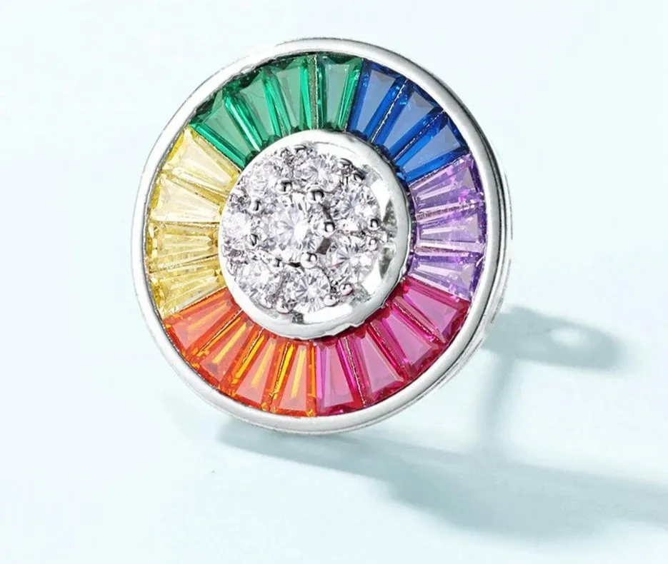 925 Silver Rainbow Colorful Earrings