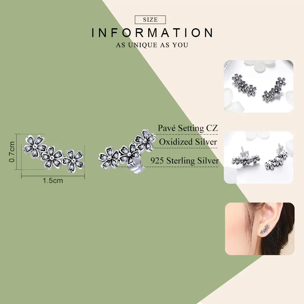 925 Sterling Silver Daisy Flower Earrings