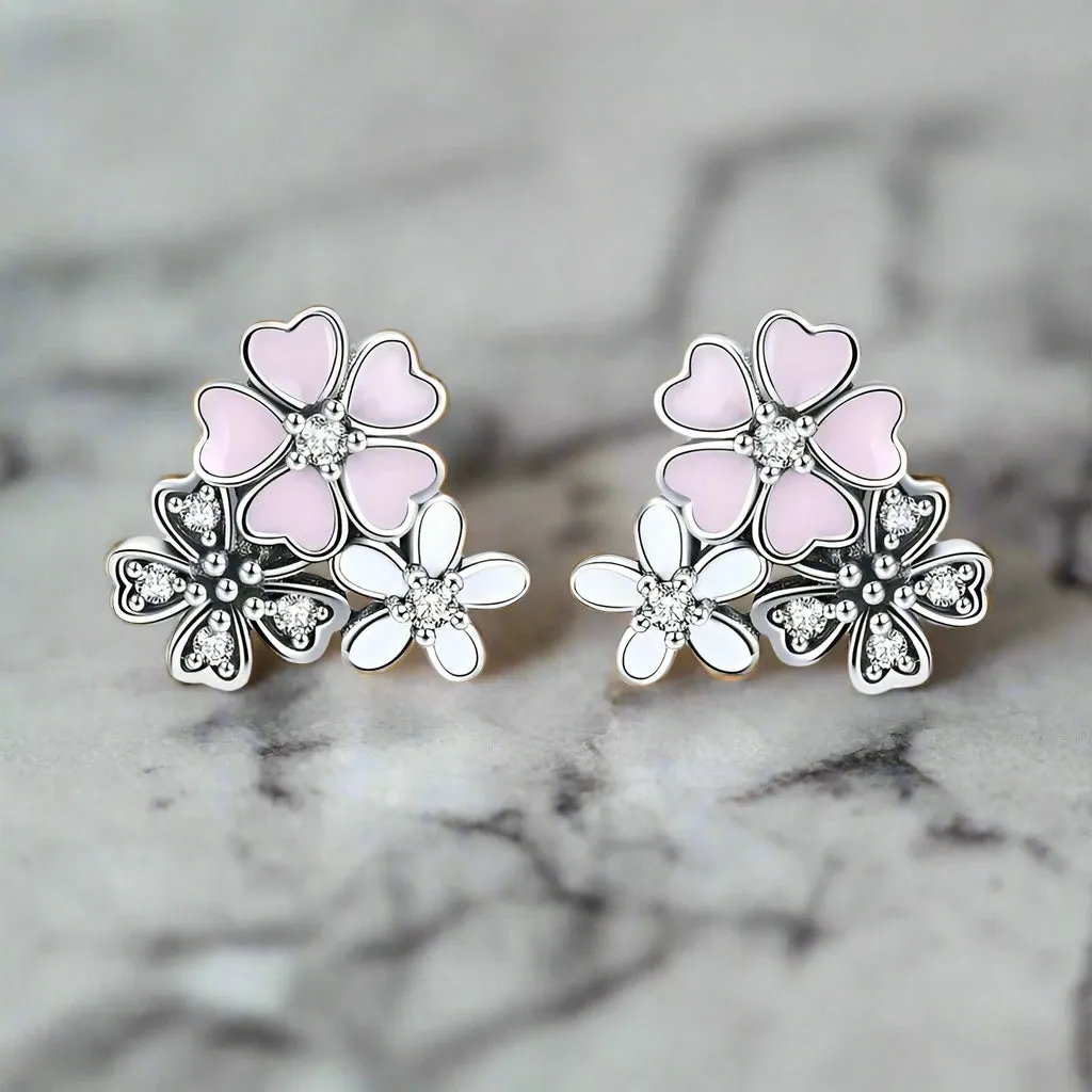 925 Sterling Silver Daisy Flower Earrings