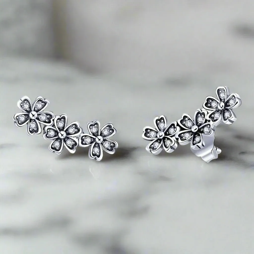 925 Sterling Silver Daisy Flower Earrings