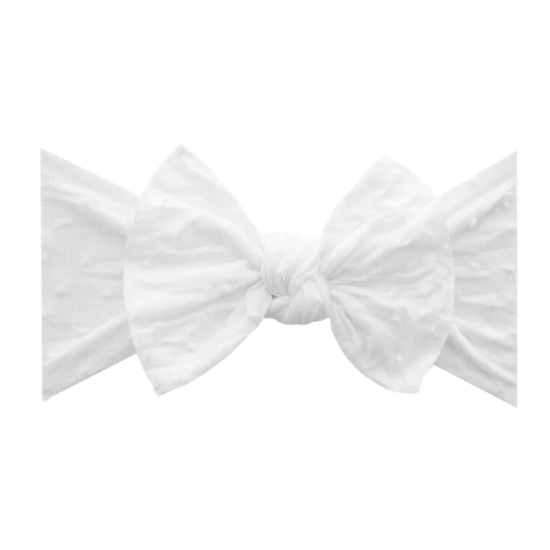 Baby Bling Bows - Shabby Knot - White Dot