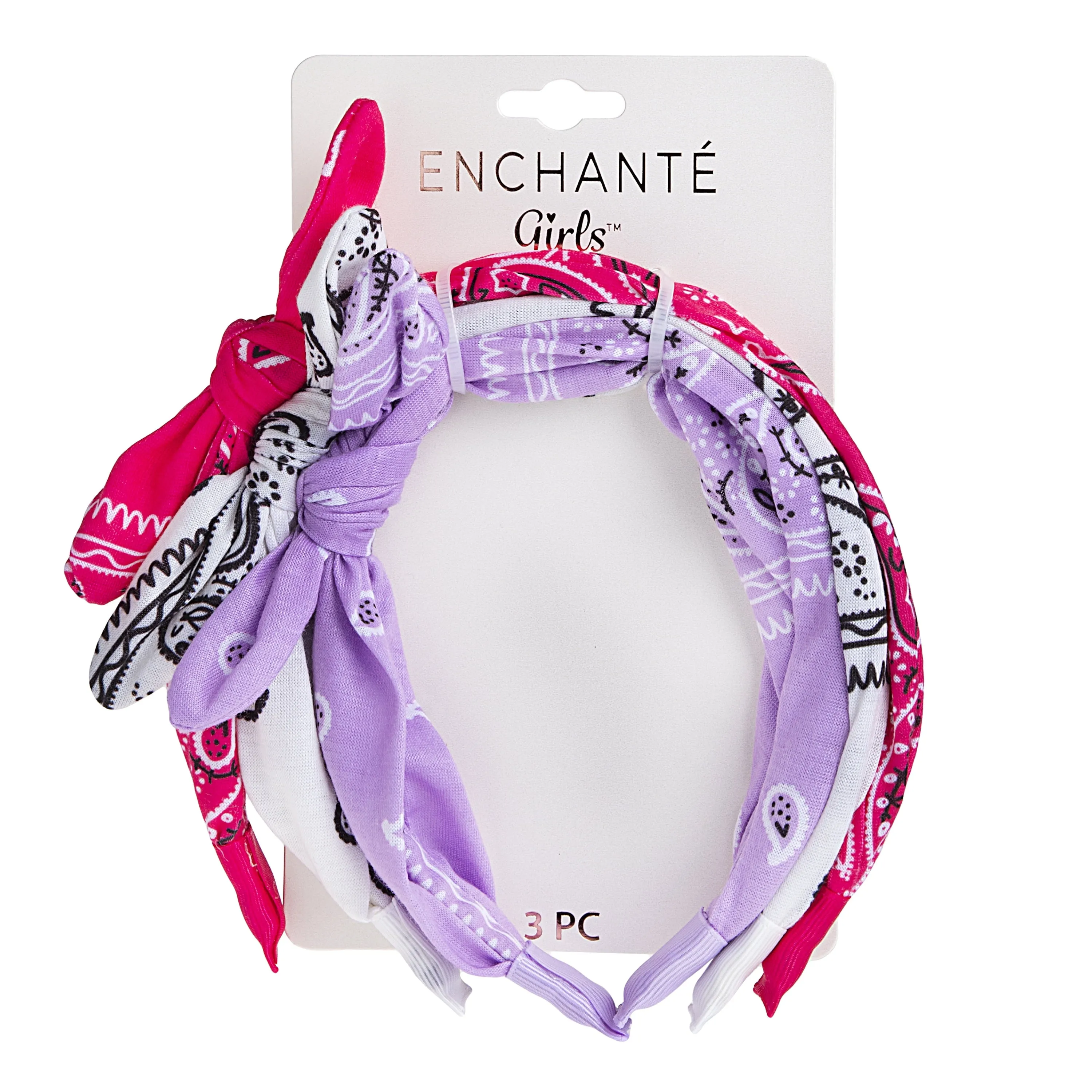 Bandana Bow Headbands, Women & Girls Assorted Colors, 3 Ct