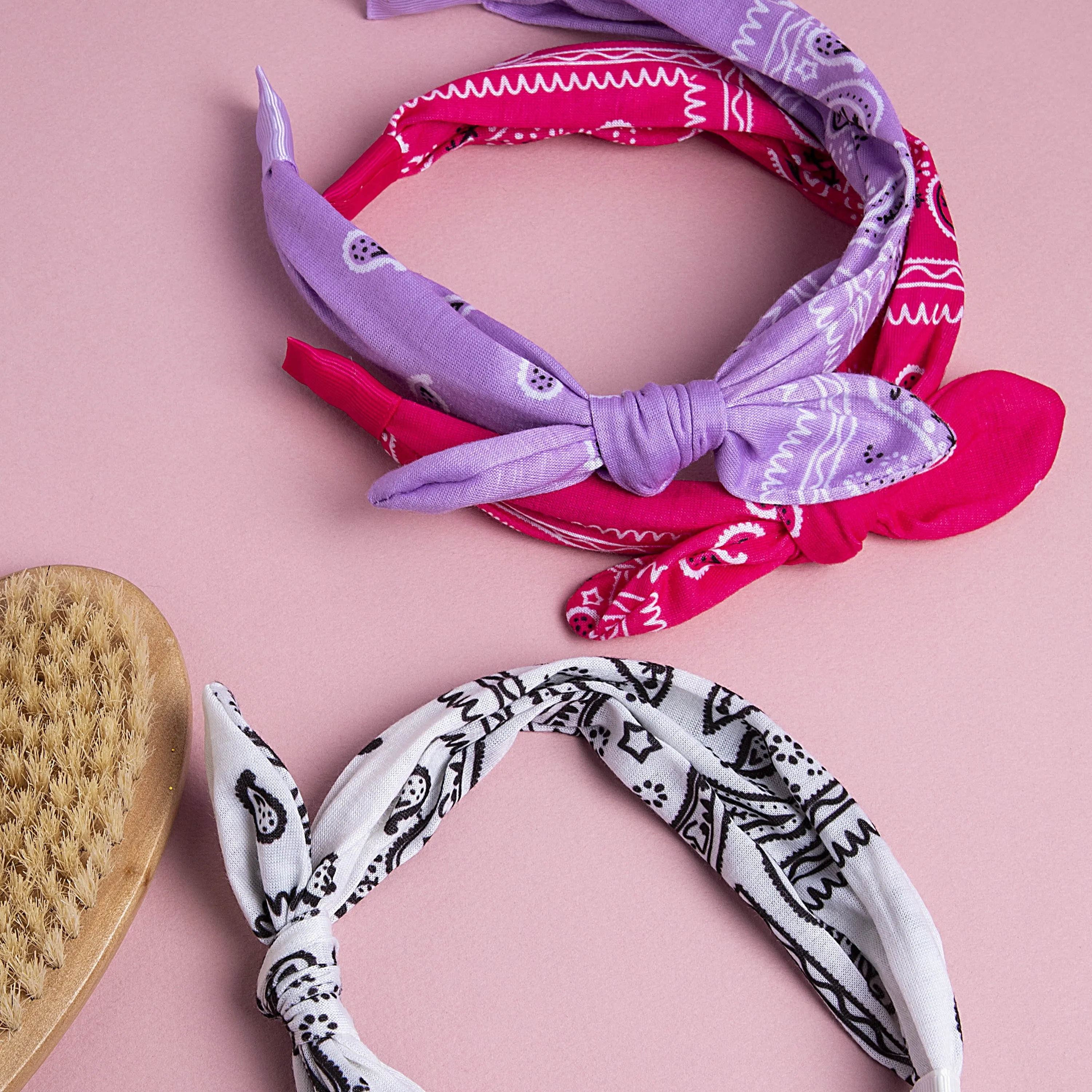 Bandana Bow Headbands, Women & Girls Assorted Colors, 3 Ct