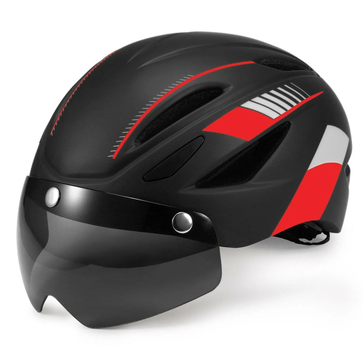 Bike Helmet Motorcycling Helmet with Rechargeable Waterproof Back Light Detachable Magnetic Visor UV Protective for Men Women