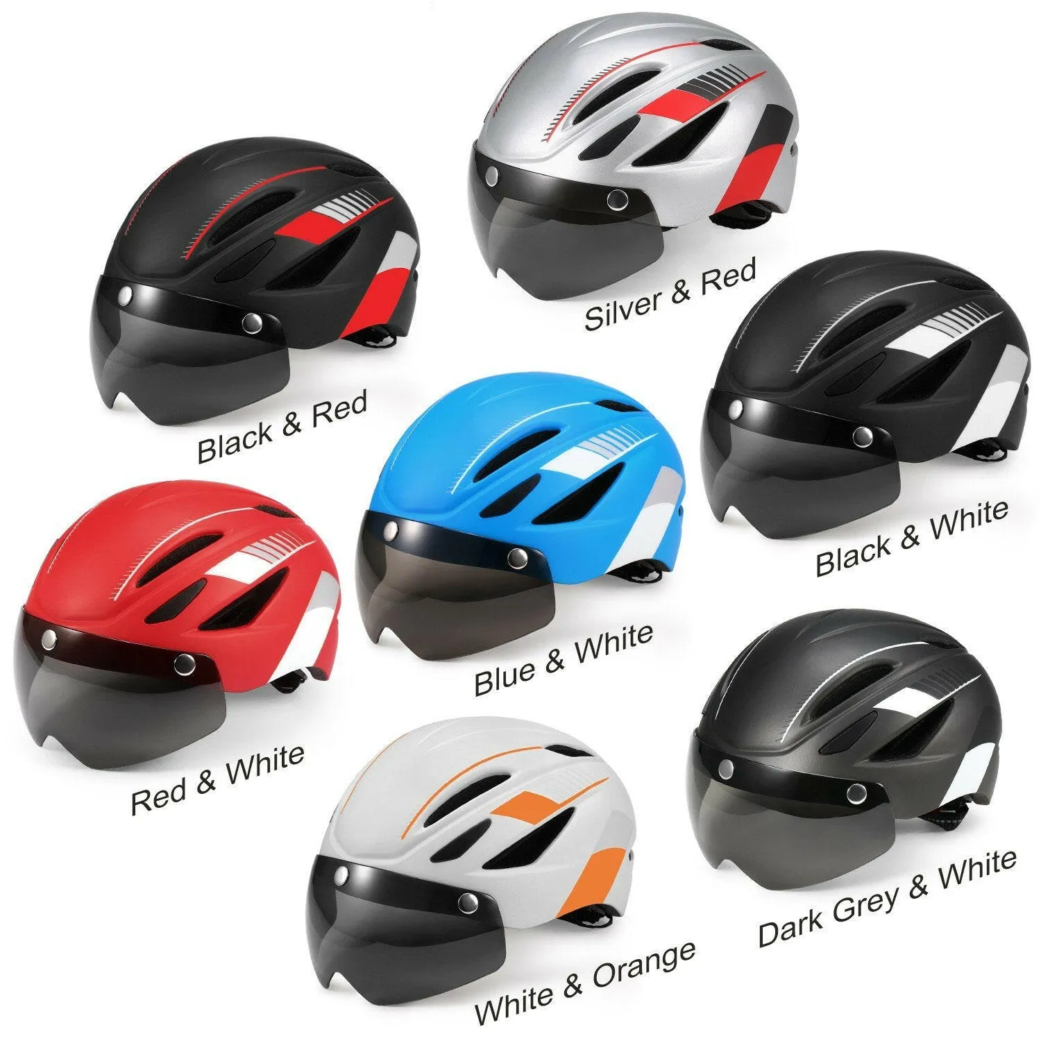 Bike Helmet Motorcycling Helmet with Rechargeable Waterproof Back Light Detachable Magnetic Visor UV Protective for Men Women