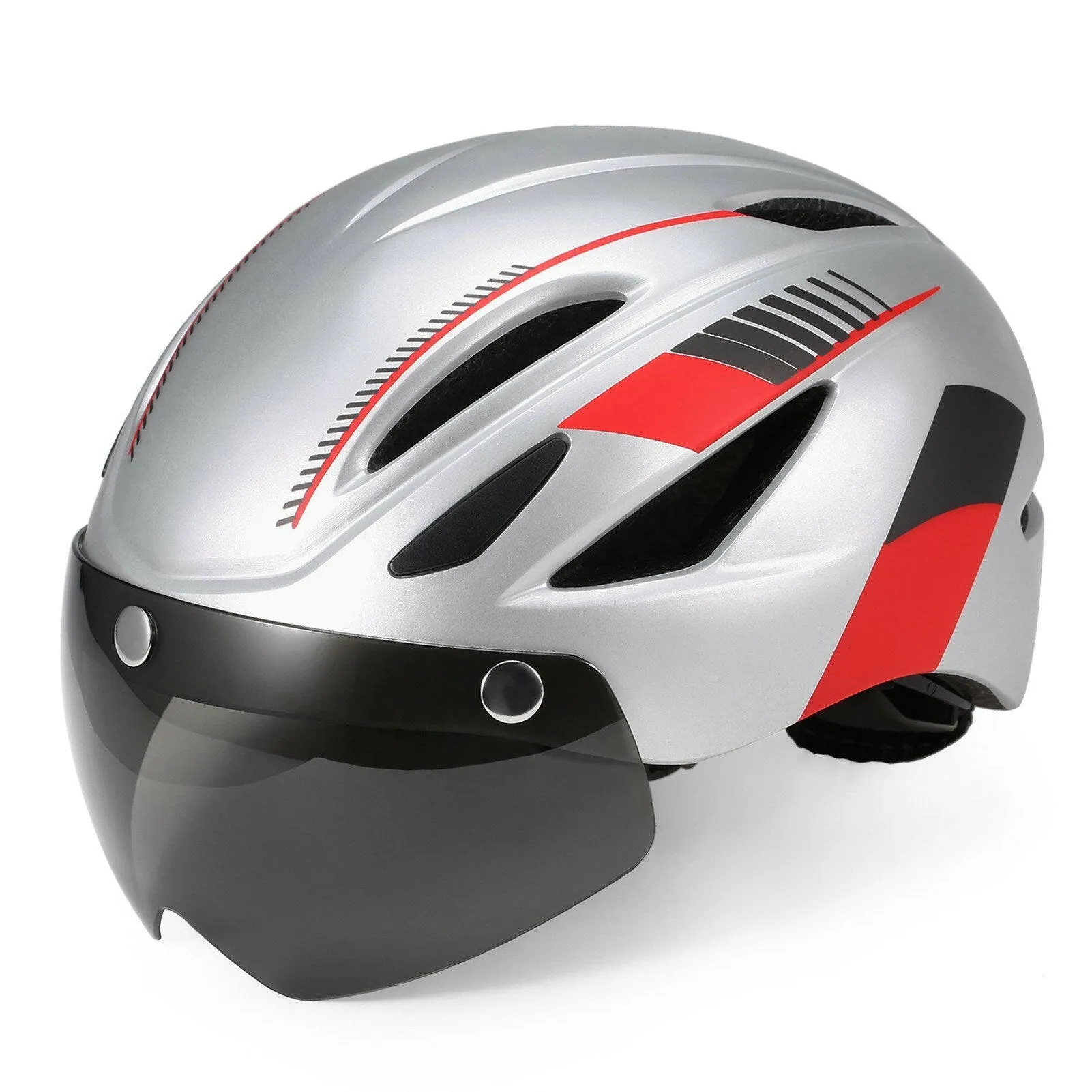 Bike Helmet Motorcycling Helmet with Rechargeable Waterproof Back Light Detachable Magnetic Visor UV Protective for Men Women