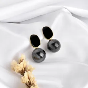 Black Onyx and Hematite Drop Earrings