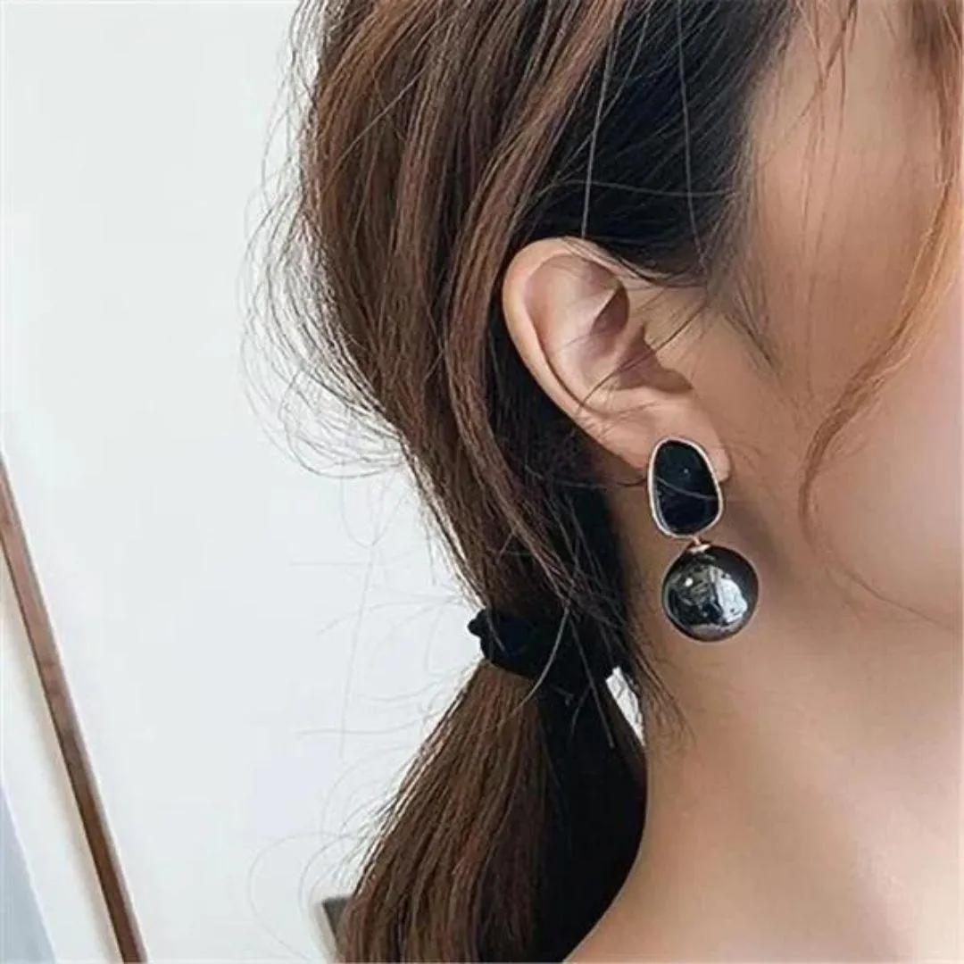 Black Onyx and Hematite Drop Earrings