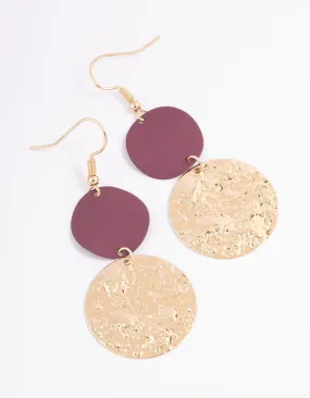 Brown Mixed Plain & Textured Drop Earrings