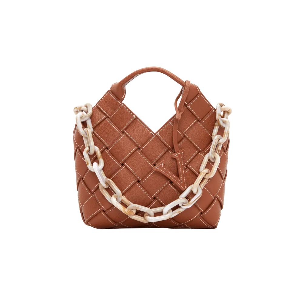 Caramel Woven Basket Bag