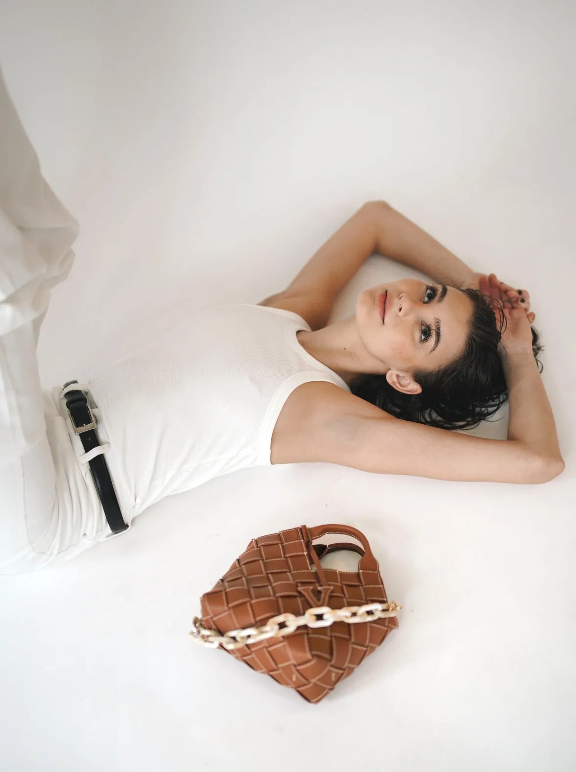 Caramel Woven Basket Bag