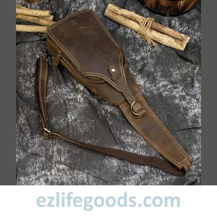 Casual Leather Sling Bag for Men, Slim Anti Theft Chest Bag