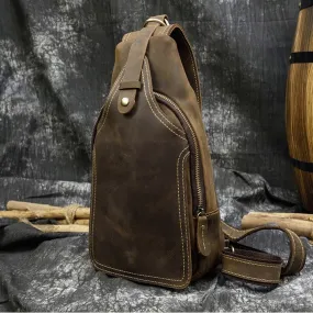 Casual Leather Sling Bag for Men, Slim Anti Theft Chest Bag