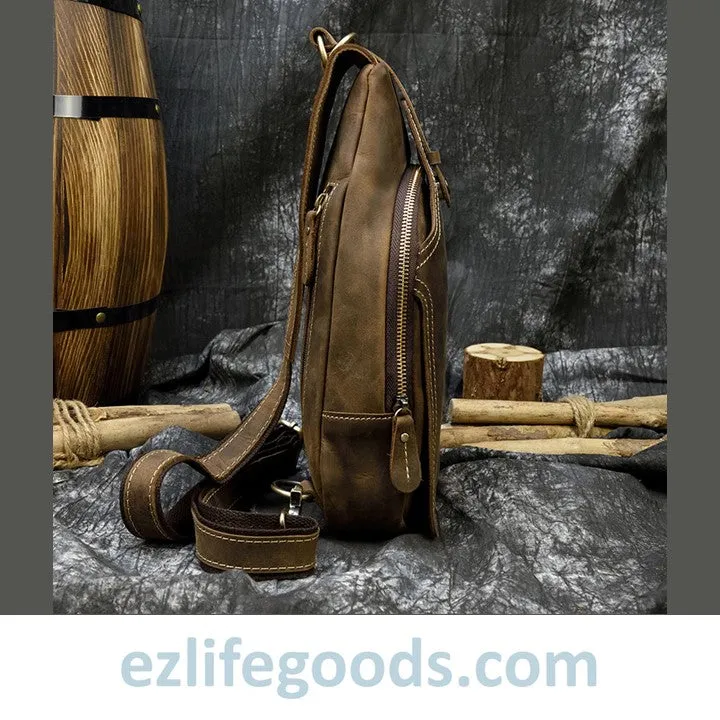 Casual Leather Sling Bag for Men, Slim Anti Theft Chest Bag