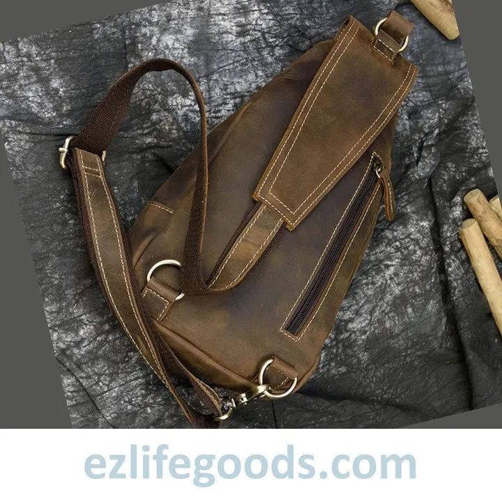 Casual Leather Sling Bag for Men, Slim Anti Theft Chest Bag