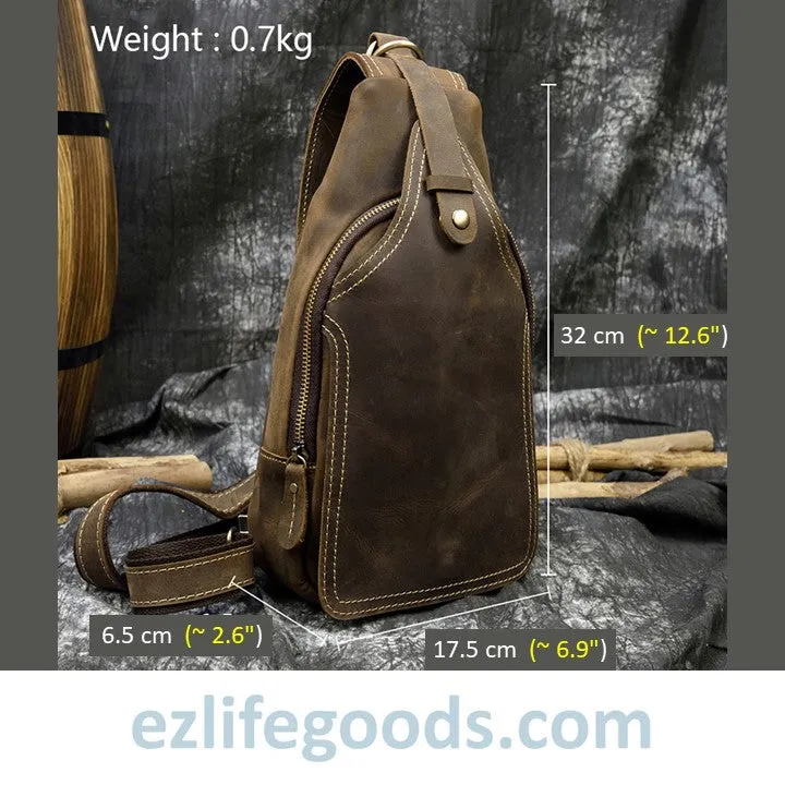 Casual Leather Sling Bag for Men, Slim Anti Theft Chest Bag