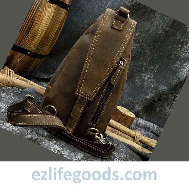 Casual Leather Sling Bag for Men, Slim Anti Theft Chest Bag