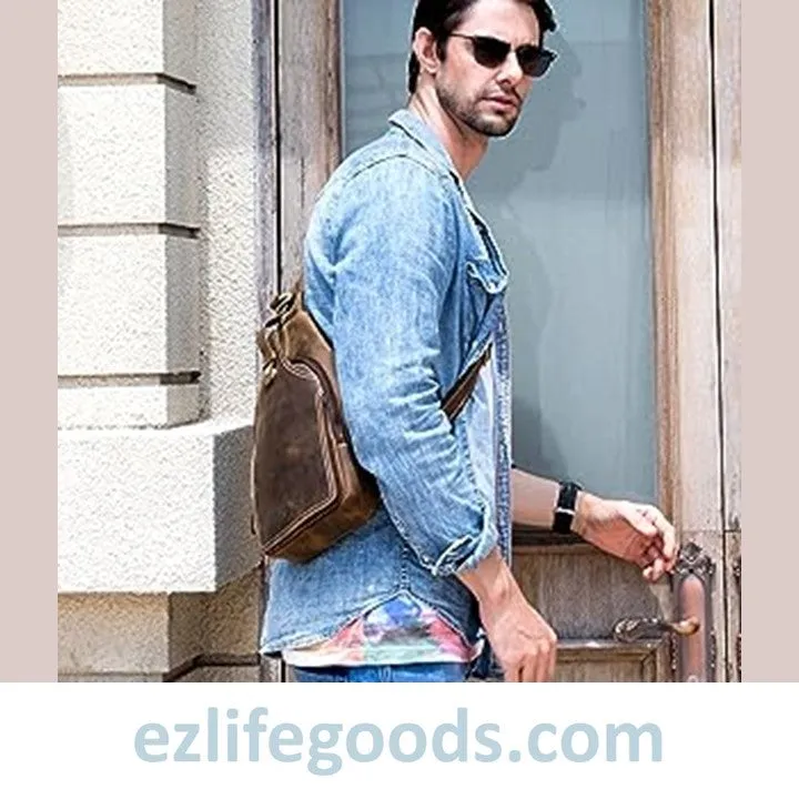 Casual Leather Sling Bag for Men, Slim Anti Theft Chest Bag