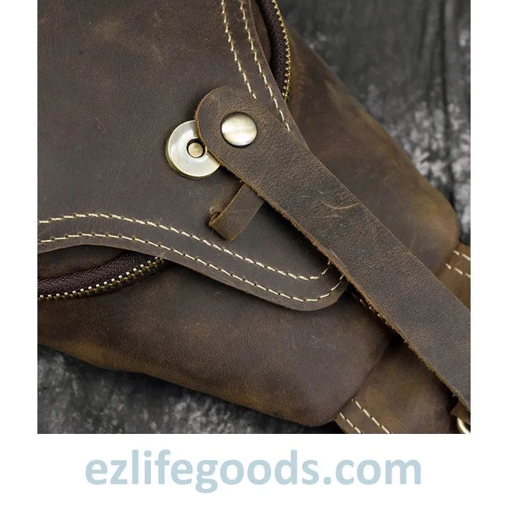 Casual Leather Sling Bag for Men, Slim Anti Theft Chest Bag