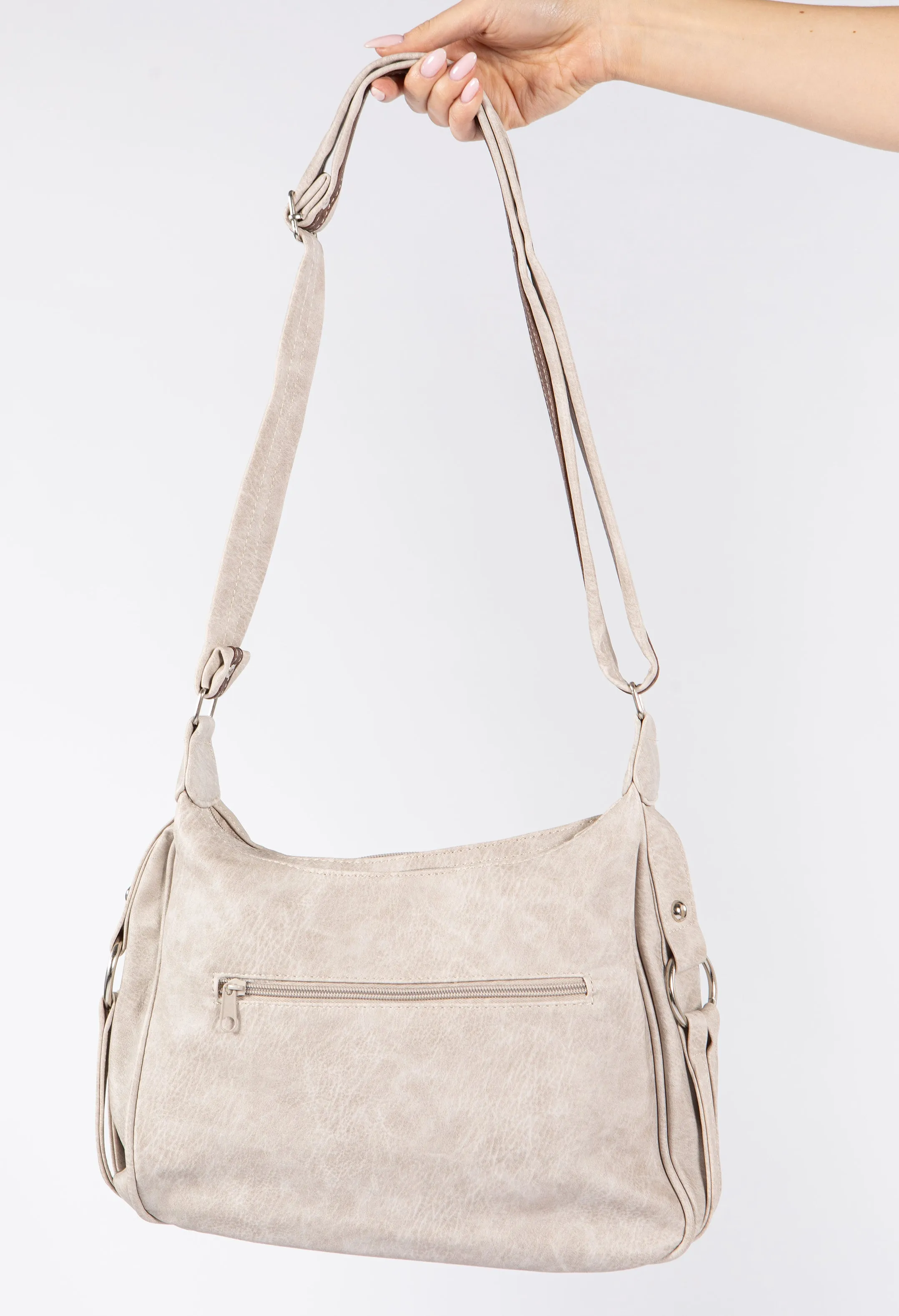 Contrast Double Zip Cross Body Bag