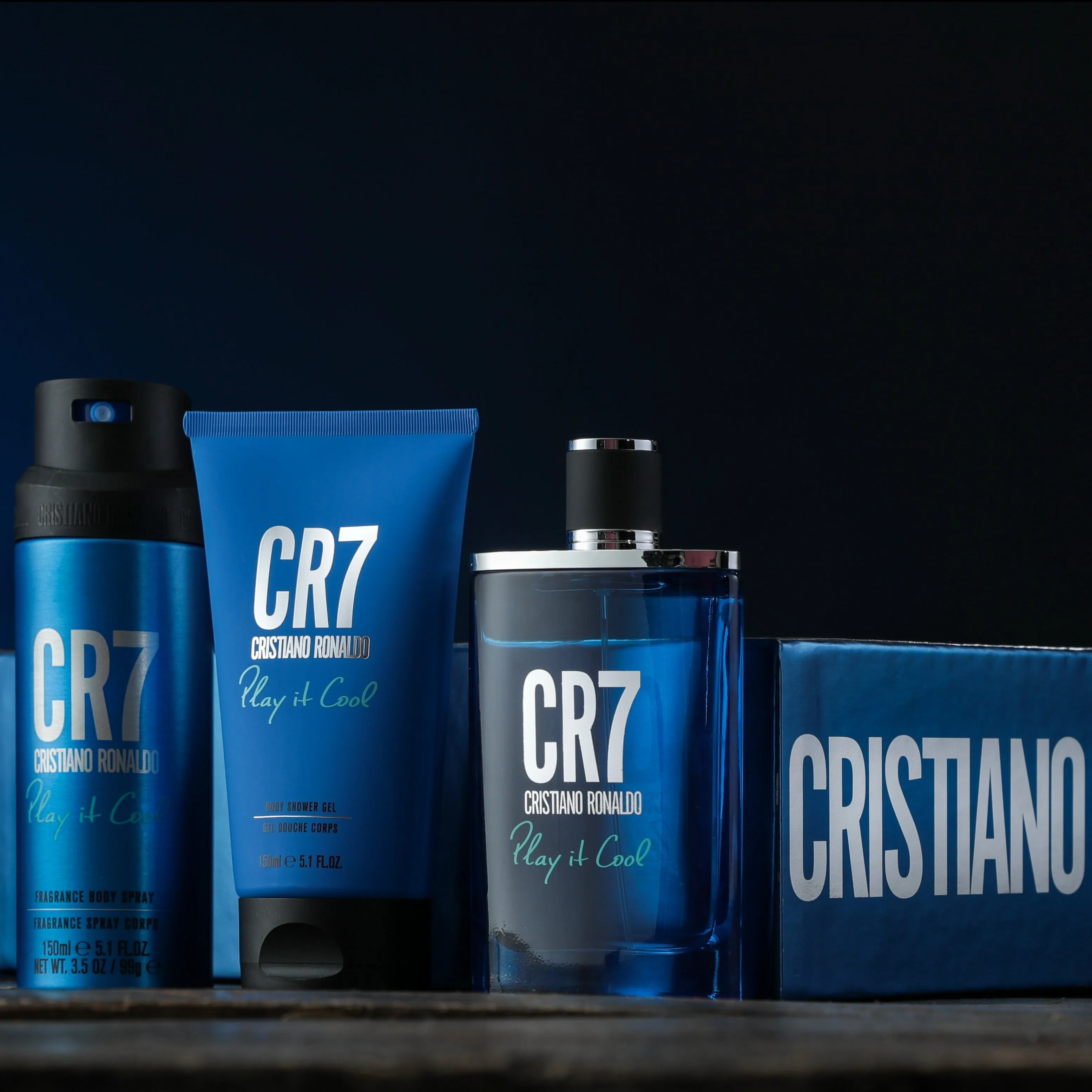 Cristiano Ronaldo for Men - Play It Cool 3 Pc Gift Set 3.4oz Spray, 5.1oz Shower Gel, 5.1oz Body Spray
