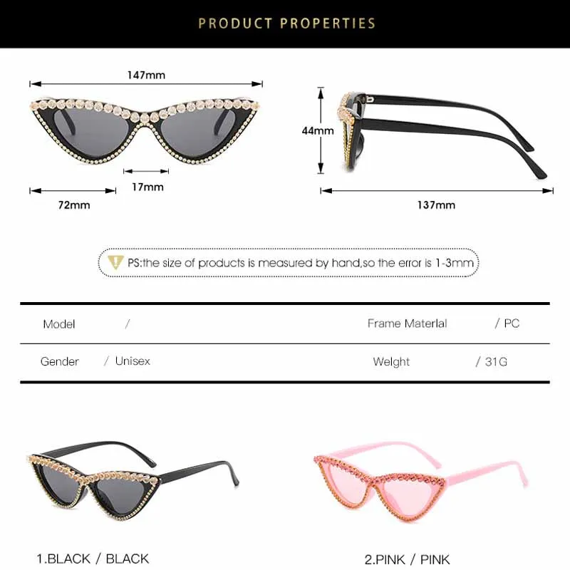 Crystal Trendy Retro Full Star Cat eye Sunglasses F1865