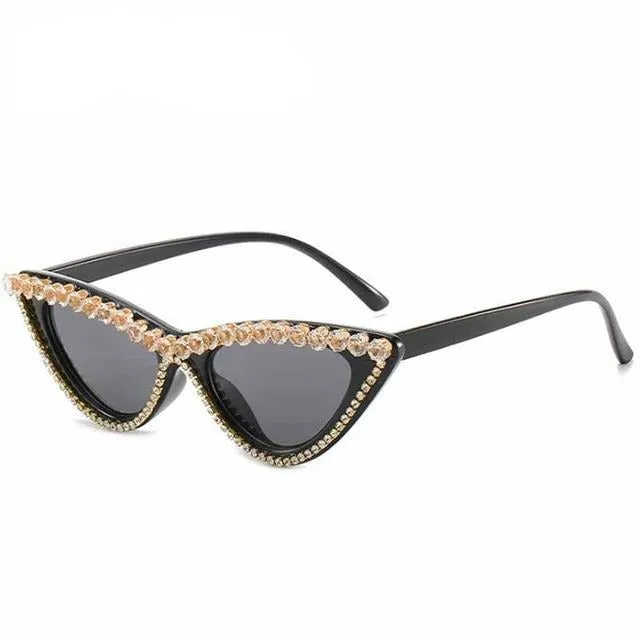 Crystal Trendy Retro Full Star Cat eye Sunglasses F1865