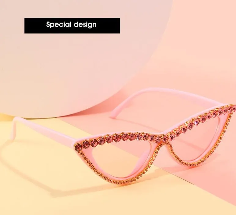 Crystal Trendy Retro Full Star Cat eye Sunglasses F1865