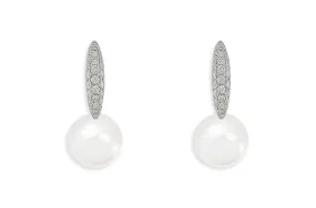 Earrings 18kt Gold Sea Pearls & Diamonds Huggies
