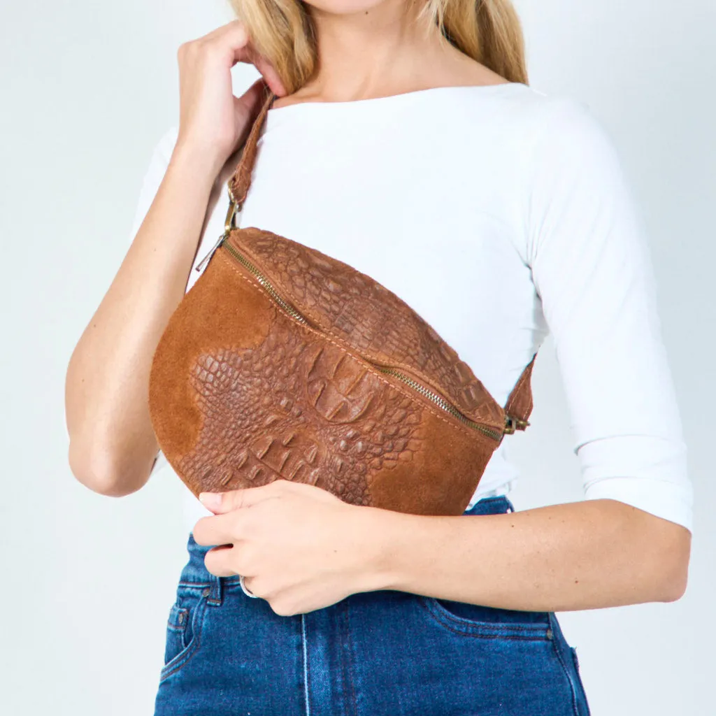 Embossed leather crossbody bag wholesale
