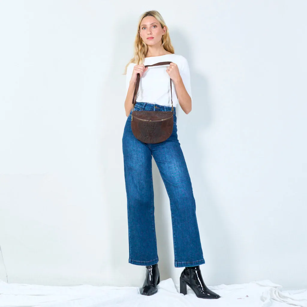 Embossed leather crossbody bag wholesale