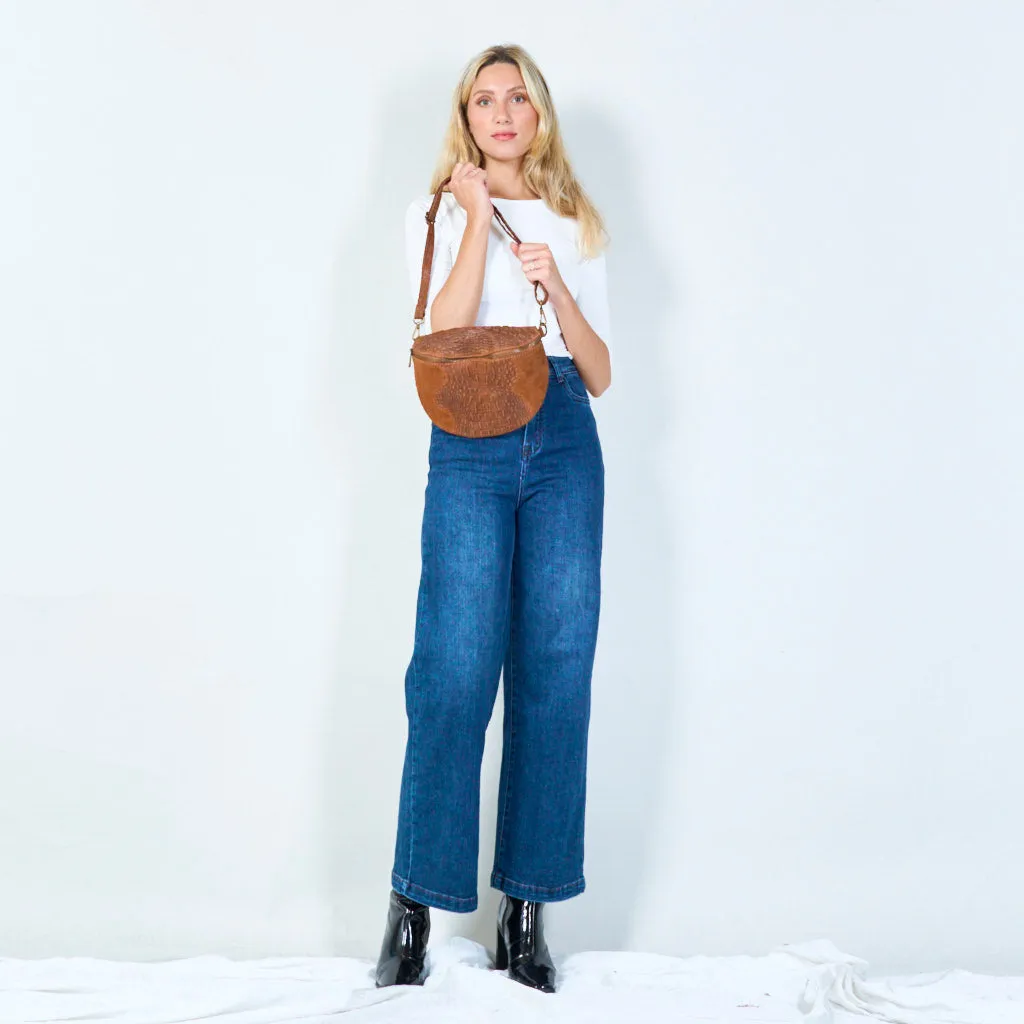 Embossed leather crossbody bag wholesale