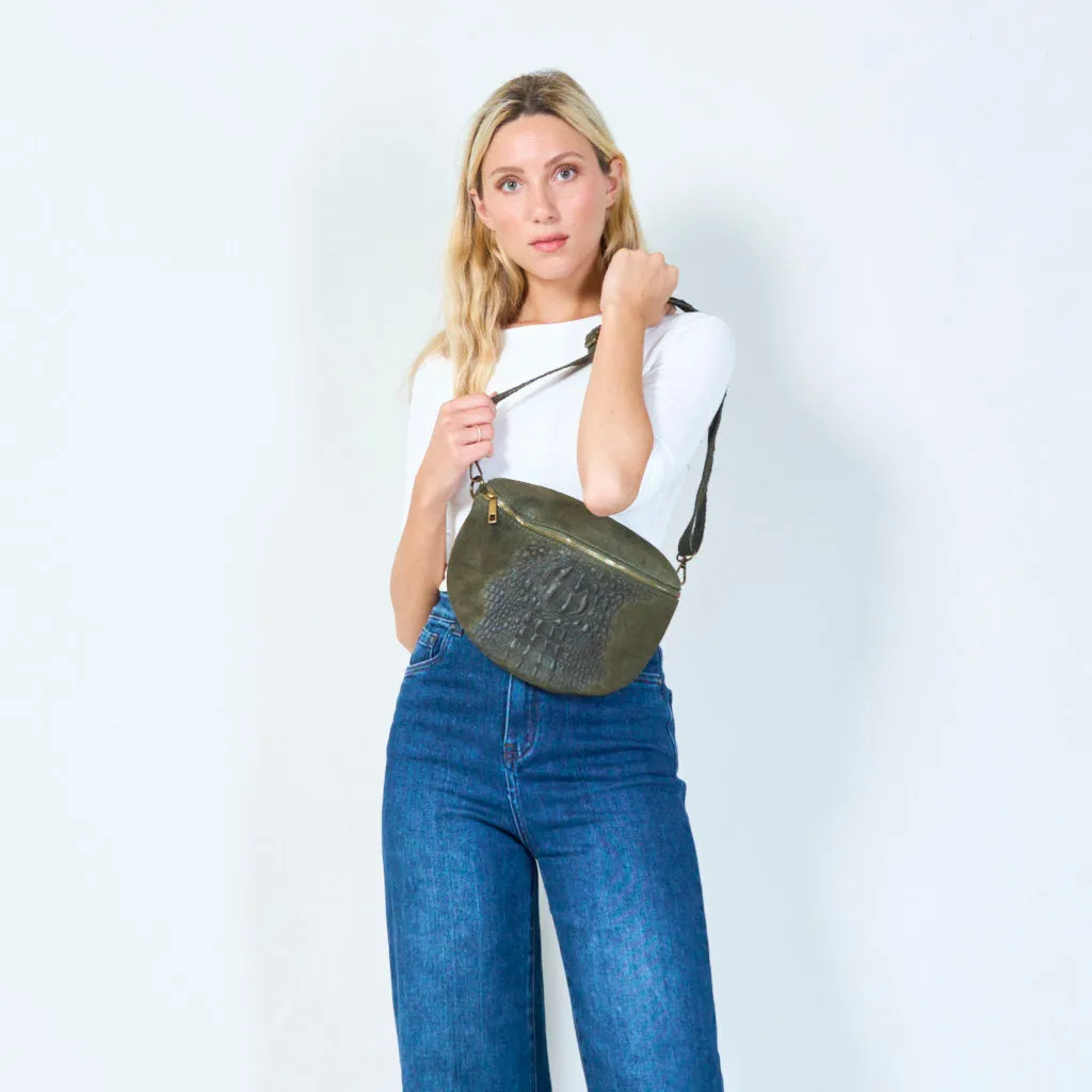 Embossed leather crossbody bag wholesale