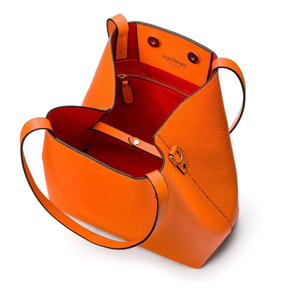 Emma 2 in 1 Leather Tote Bag - Orange