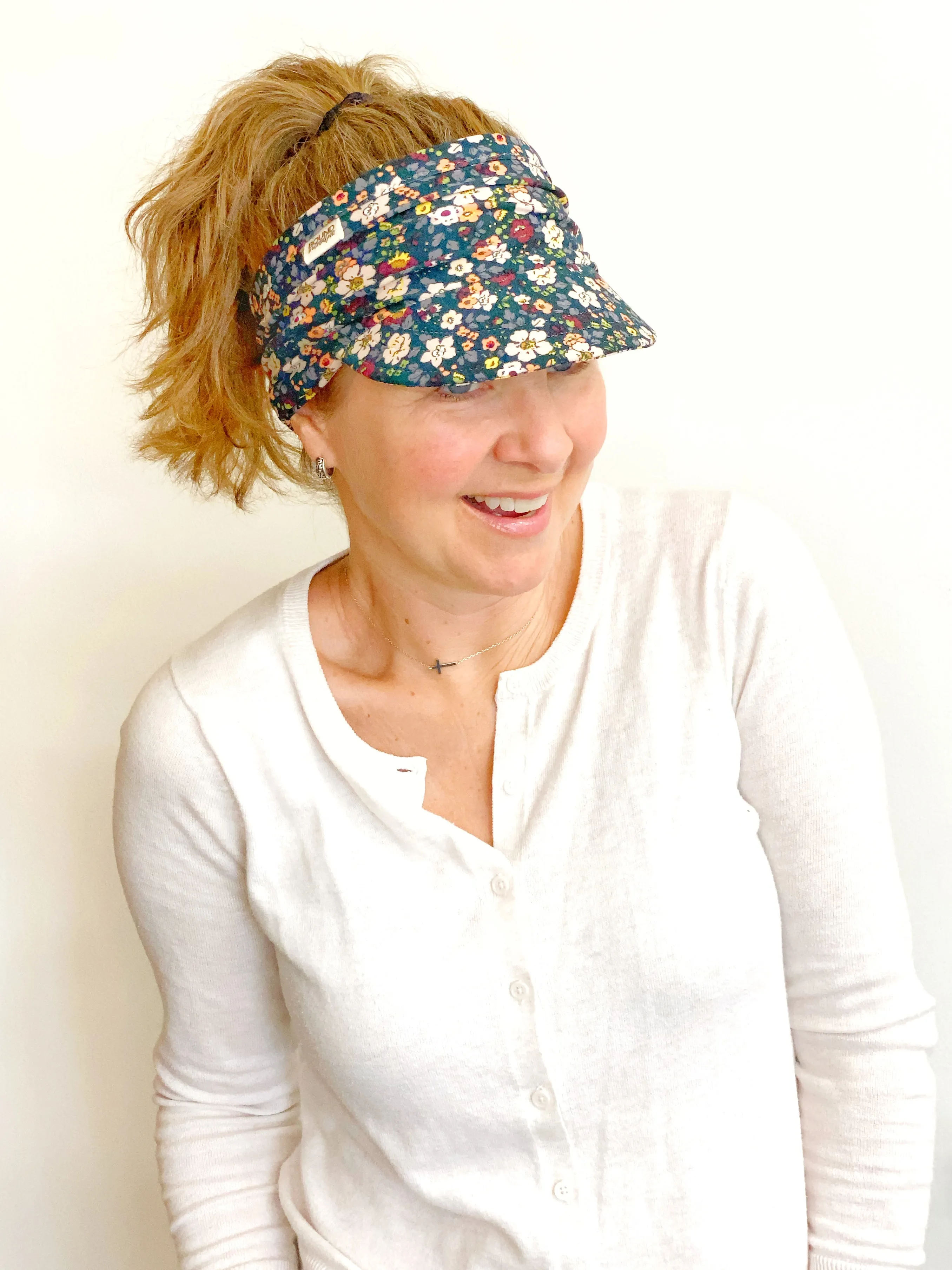 Floral Stretch Knit Visor for Women, Comfortable Visor for Women, Golf Visor