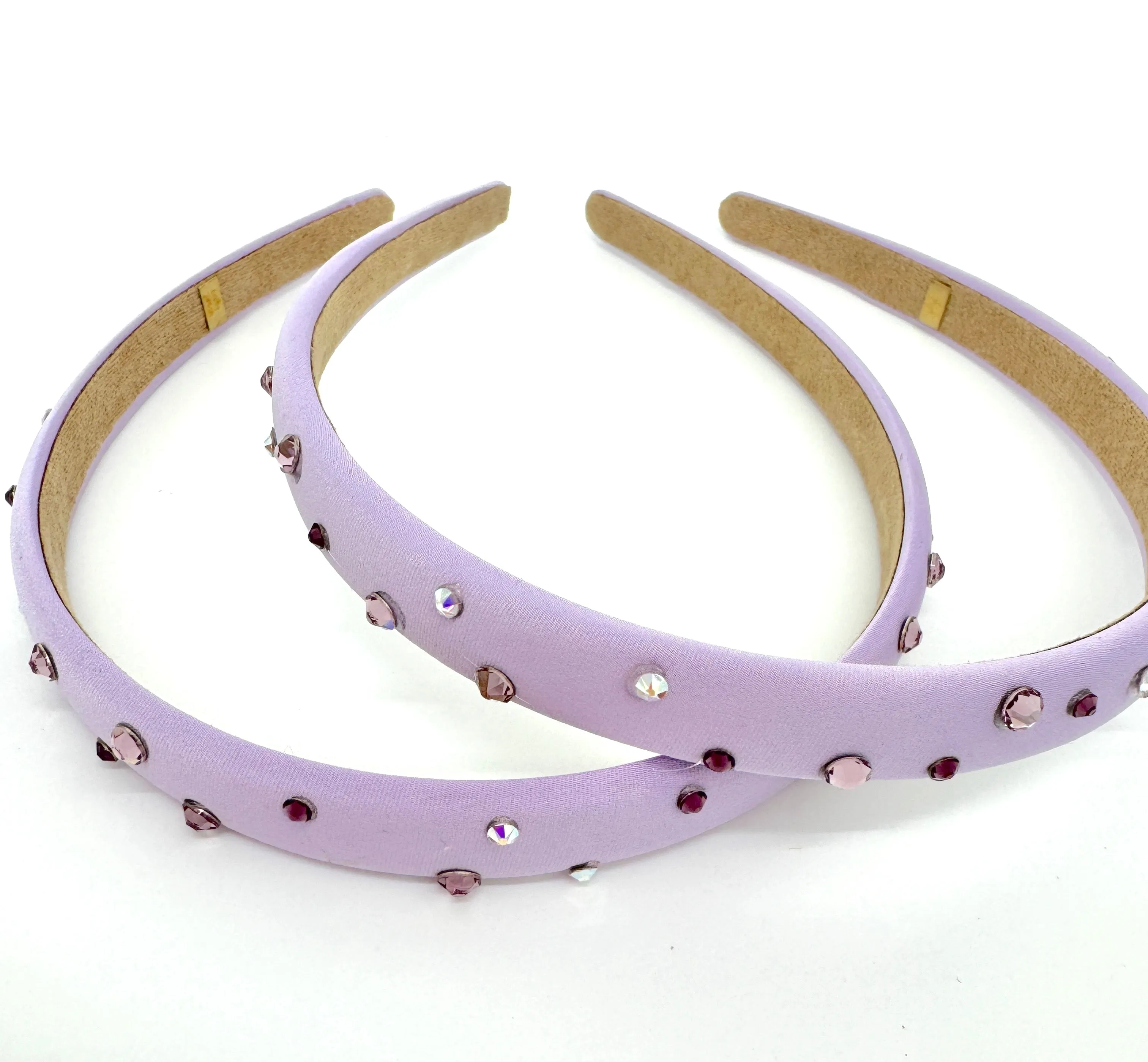 Girls Thin Satin Headband with Crystals