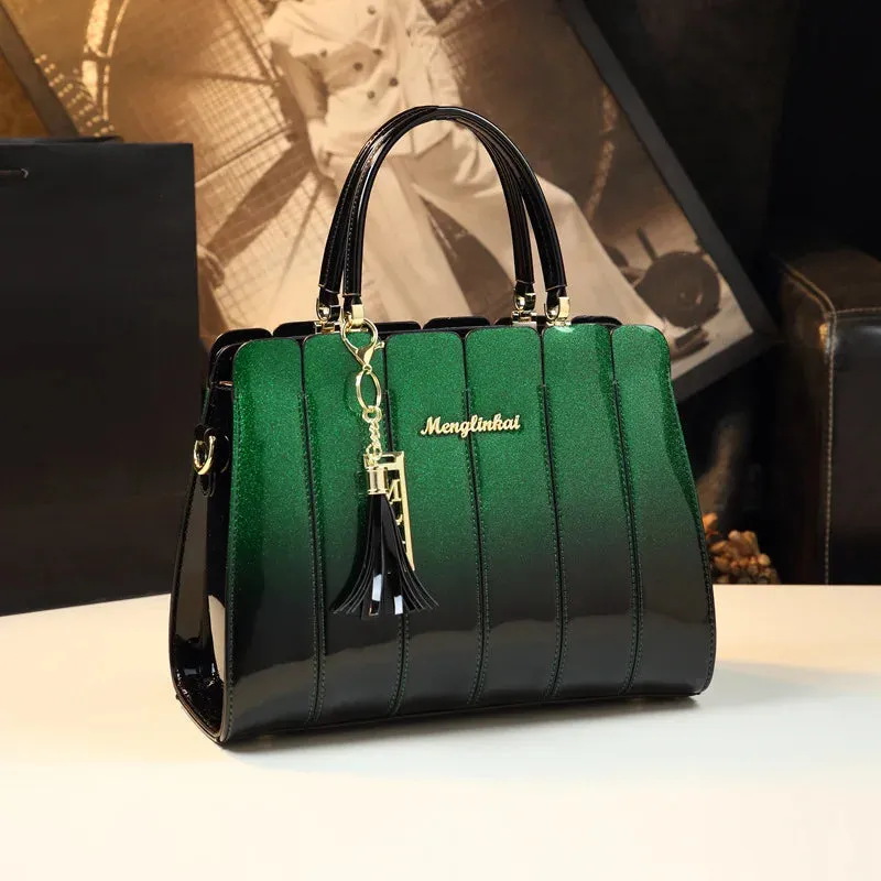Glossy Leather Satchel Hand Bags
