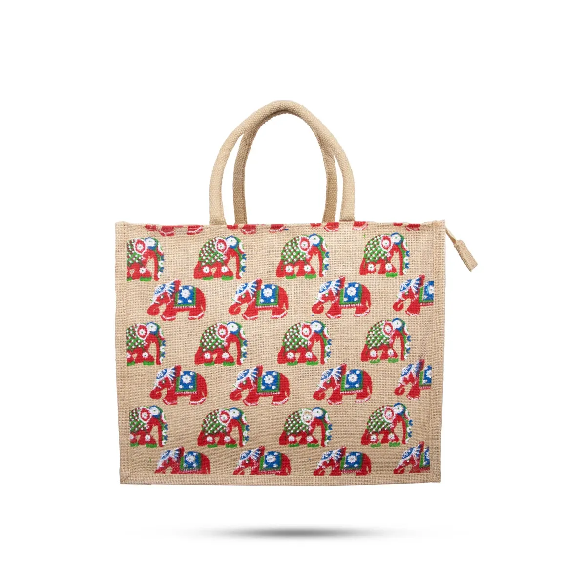 Jute Shopping Bag with Zip - 13 x 16 Inches | Jute Bag/ Handbag/ Tote Bag for Women