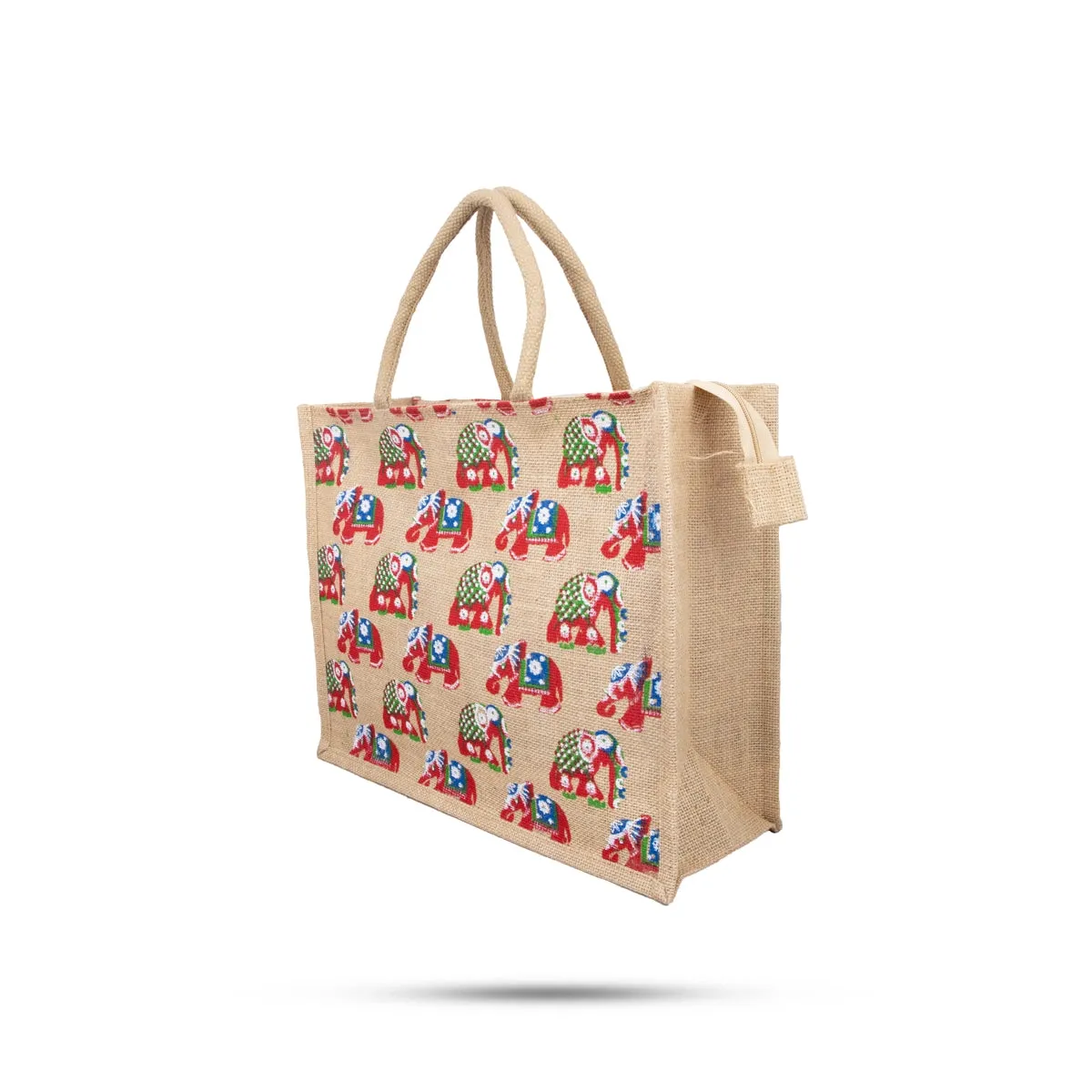 Jute Shopping Bag with Zip - 13 x 16 Inches | Jute Bag/ Handbag/ Tote Bag for Women