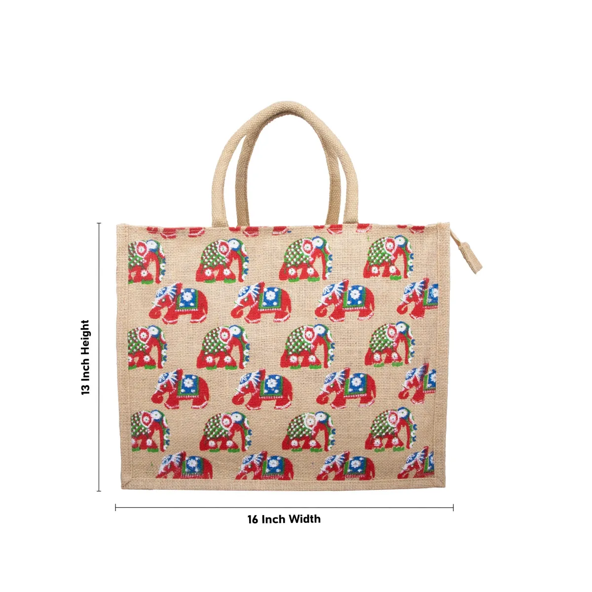 Jute Shopping Bag with Zip - 13 x 16 Inches | Jute Bag/ Handbag/ Tote Bag for Women