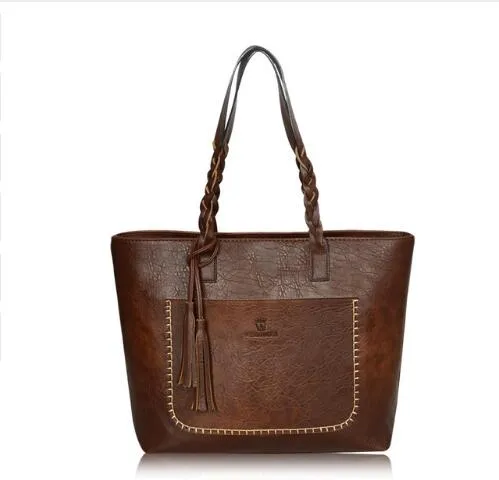 Luxy Moon PU Leather Handbag for Women Tassel Shopper Tote Luxury Designer sac a main High Quality Vintage Fashion Shoulder Bag