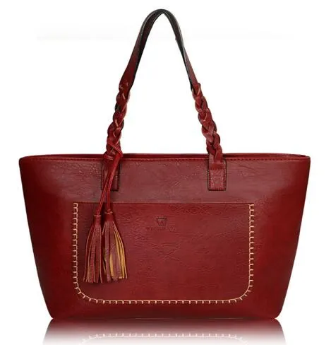Luxy Moon PU Leather Handbag for Women Tassel Shopper Tote Luxury Designer sac a main High Quality Vintage Fashion Shoulder Bag