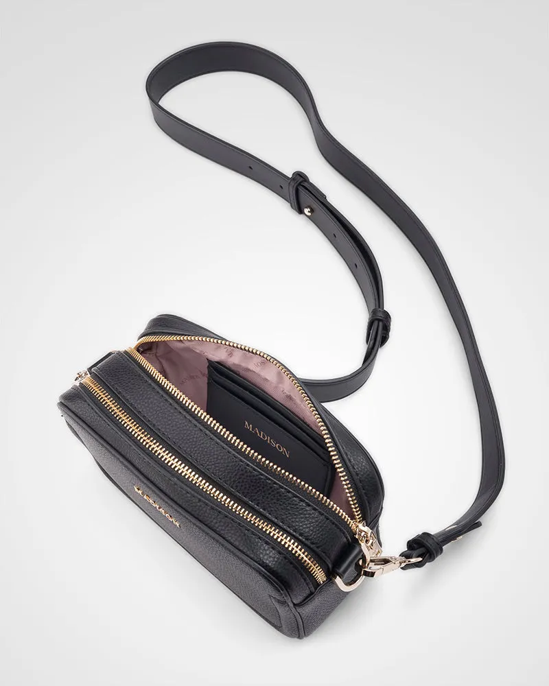Maddie Double Zip Camera Crossbody Bag   Monogram Bag Strap