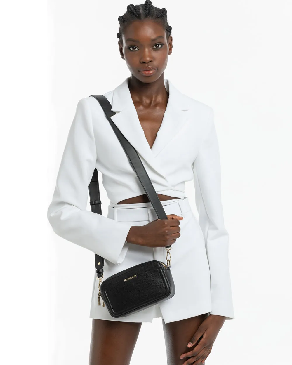Maddie Double Zip Camera Crossbody Bag   Monogram Bag Strap