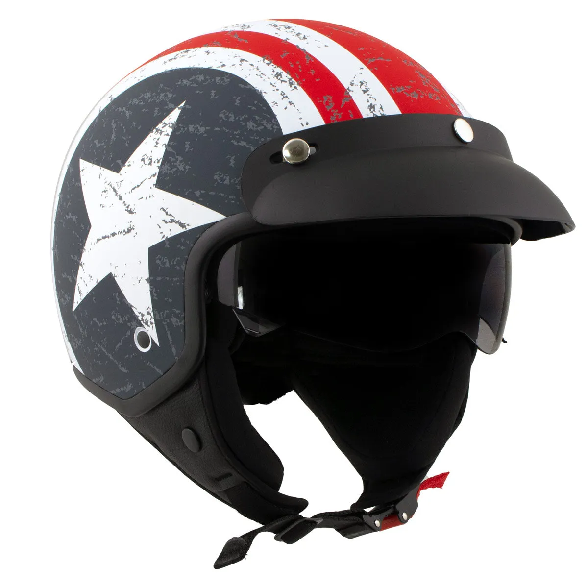 Milwaukee Helmets MPH9701DOT 'Maverick' 3/4 Open Face Stars and