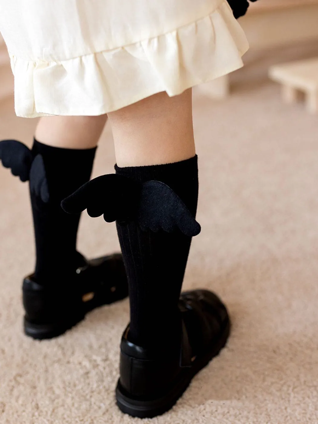 NENA BEBE Girl's Knee-high socks with wings-5008 Yellow